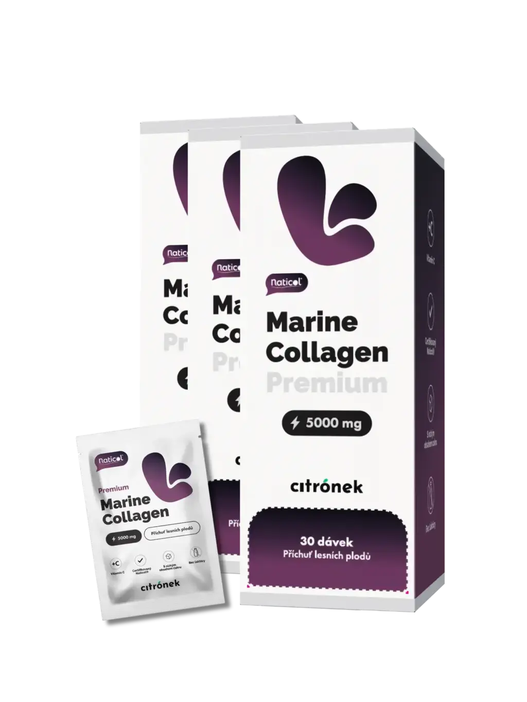 30-denní dávkovač Mořský kolagen Naticol®, 5000mg, lesní plody 1